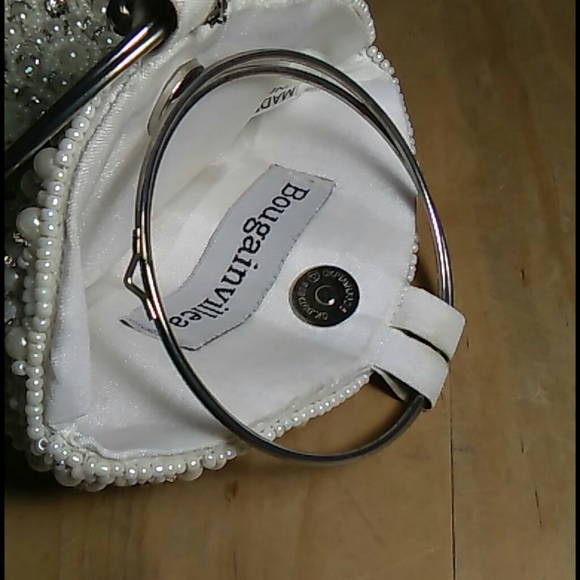 Vintage Faux Pearl Purse with Beads and Rhinestone - Picture 5 of 7